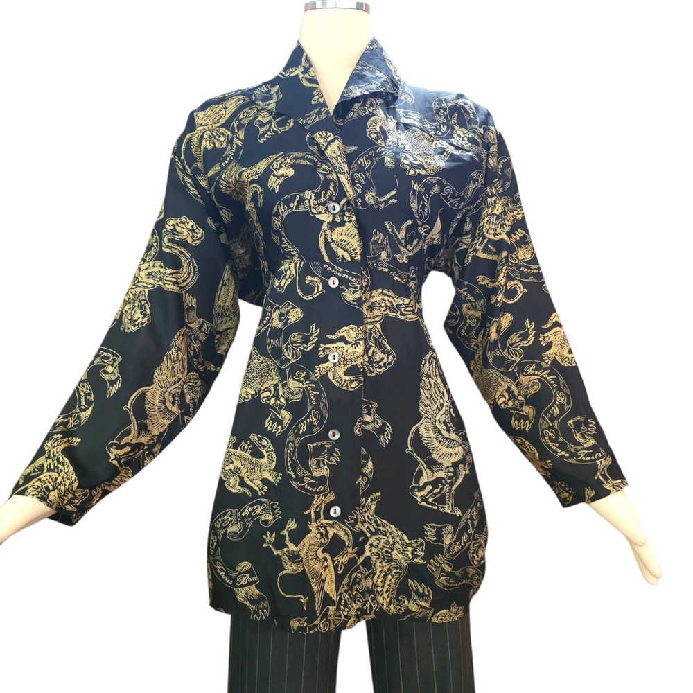 Vintage 1980s Unisex Top Shirt English Eccentrics Gryphon Chimera Bustle Back